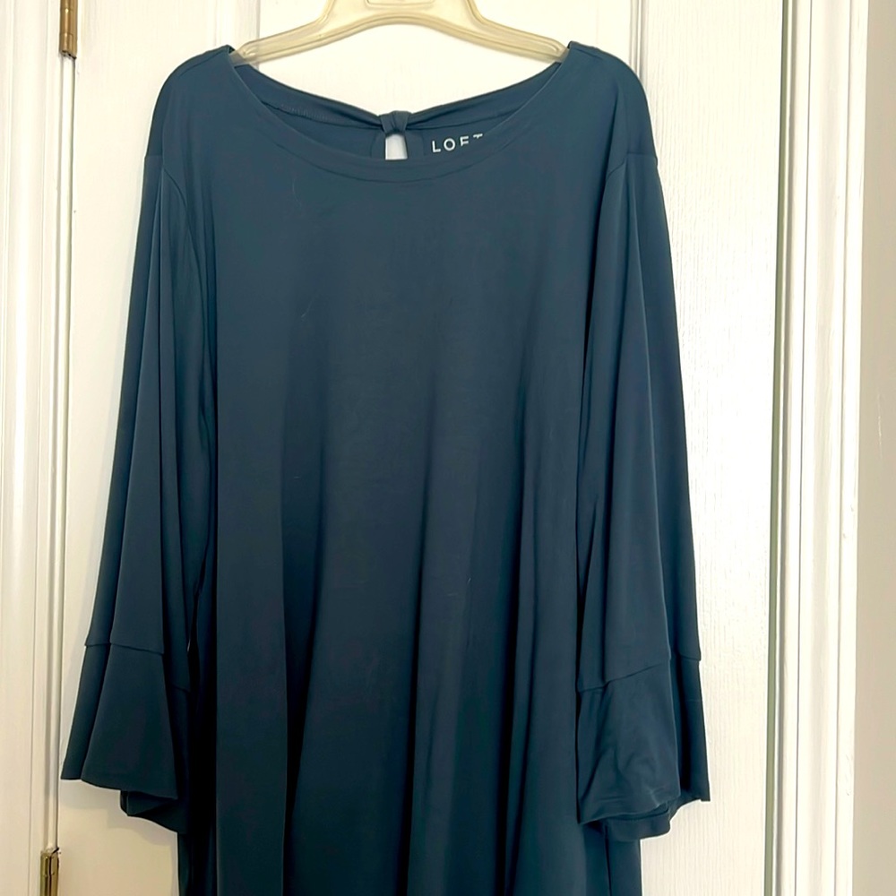 Loft blue gray bell sleeve shirt size 24/26